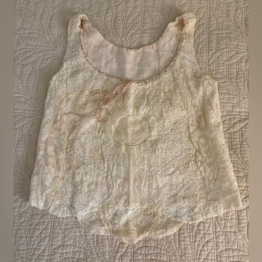 Vintage Cream Lace Camisole - Delicate Crocet Detail